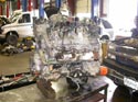 13_Chev_pickup_truck_engine_removed_on_hoist